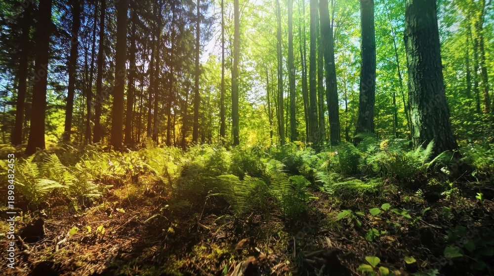Obraz premium A time-lapse photo captures seasonal changes in a forest showing the dynamic cycles studied in ecology such as growth, decay, and renewal