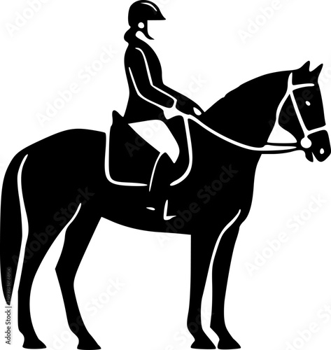 Vector Silhouette of Equestrian Rider on Horse Representing Horseback Riding and Show Jumping Sport