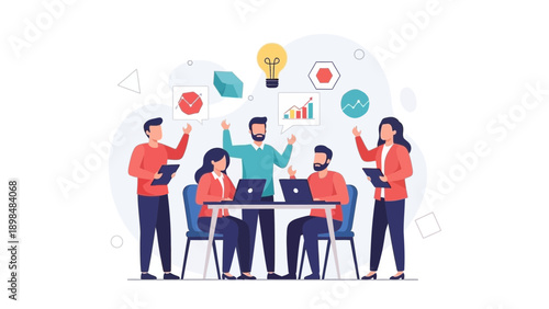 Teamwork and Collaboration: Business Meeting with Ideas and Innovation