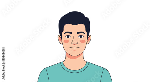 Clean and simple headshot portrait of a friendly and approachable young man with dark hair, wearing a casual blue shirt.