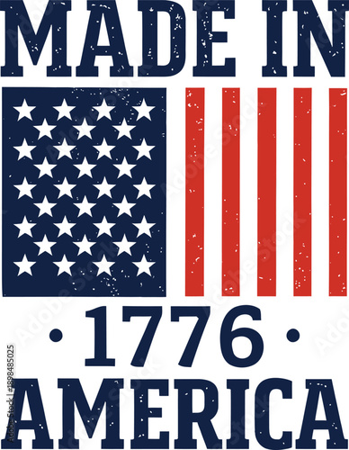 Made In America 1776 Vintage Patriotic Typography Design
