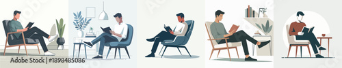 A Man Reading a Book Vector Illustration