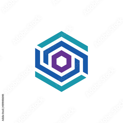 Abstract Hexagonal Geometric Logo Design Featuring a Central Element and Outward Reaching Lines