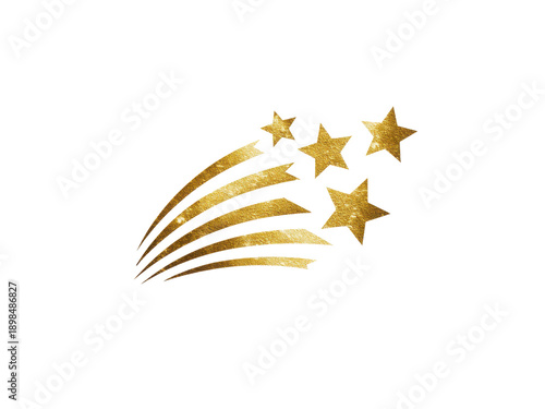 A gold star with a glittery effect and five stars