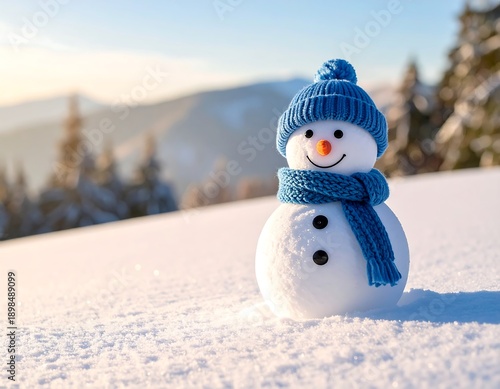 Wallpaper Mural Snowman in Winter Landscape with Hat and Scarf. Torontodigital.ca