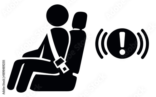Simple illustration of a seatbelt reminder depicting a person wearing a seatbelt for road safety