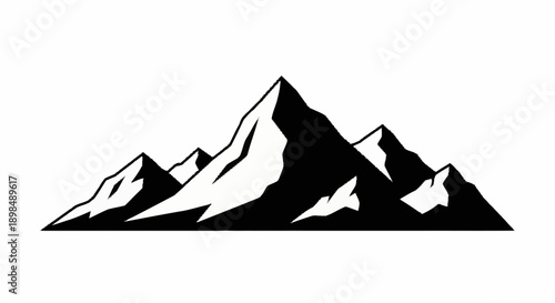 Stylized Black Silhouette of Majestic Mountain Peaks.