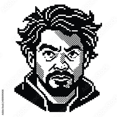 1-Bit Pixel Art Avatar of a Tech Genius or Hacker Character