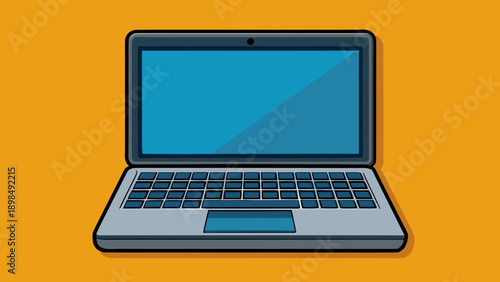 Modern laptop with sleek design on vibrant background for tech presentations isolated on white background, Vector