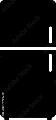 Refrigerator appliance in solid glyph style. Kitchen equipment for store and preserve food and drink. Cooking and home concept. Vector icon for website, app interface