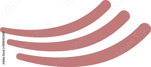 Three curved parallel pastel red rounded stripes symbol or icon concept of sound wave or signal. Vector illustration for interface element