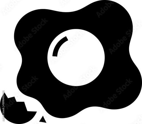 Fried egg icon with a cracked shell. Simple breakfast food symbol representing cooking or culinary. Vector illustration for menu design, app, web, pictogram