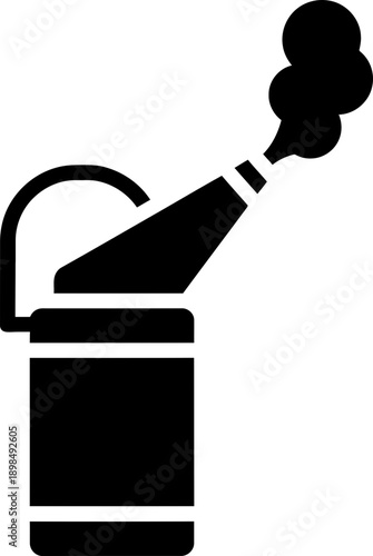 Beekeeping smoker tool icon with smoke. Beekeeper equipment for calming bees. Simple glyph style. Vector illustration for app, web, print