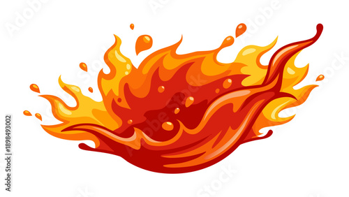 Vibrant explosion of fiery orange and yellow hues in dynamic swirling motion isolated on white background, Vector