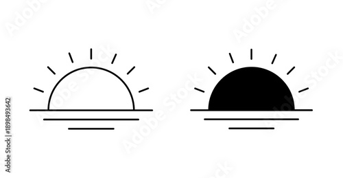 Sunset Time Maghrib Prayer Islamic Line Icon