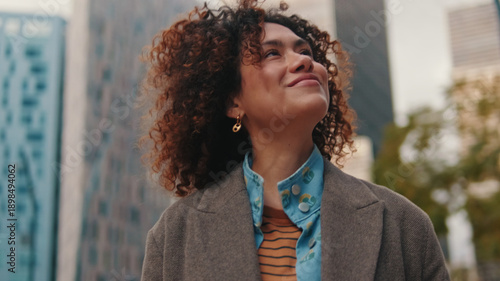 Wallpaper Mural Woman in City Portrait With Smile and Style Torontodigital.ca