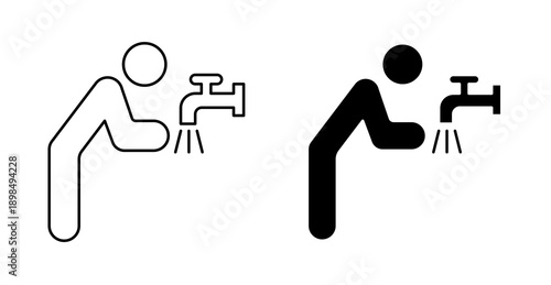 Islamic Wudhu Ablution Ritual Line Icon