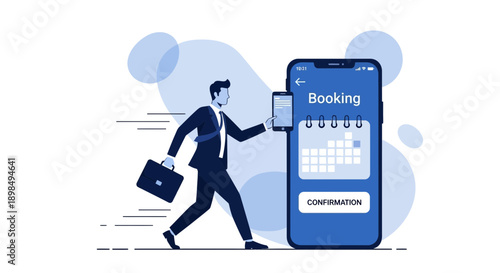 Busy Professional Making Urgent Booking On Mobile Device
