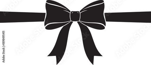 Elegant ribbon bow with horizontal bands for gift decoration vector illustration silhouette element