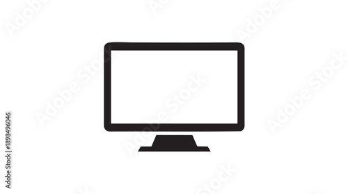 Minimalist Black Computer Monitor Icon Vector