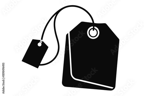 tea bag with tag line art silhouette vector illustration