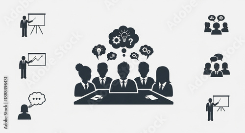 Business Meeting Brainstorming Session with Icons.