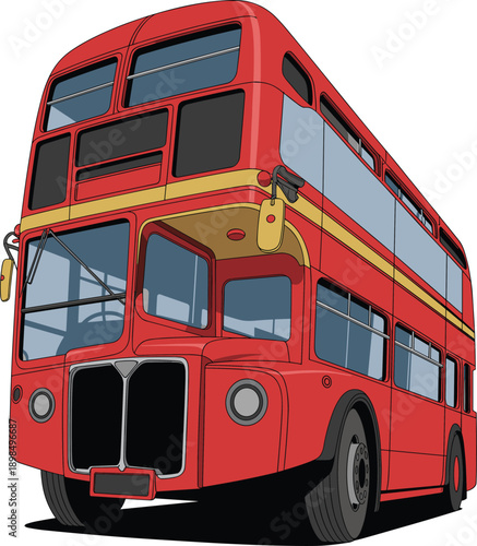 Double decker bus, red transport, London vehicle, public transportation, iconic British design, city travel, urban mobility, vector art, cad drawing flat illustration