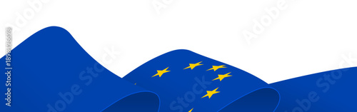 European Union flag border, EU background, waving flag