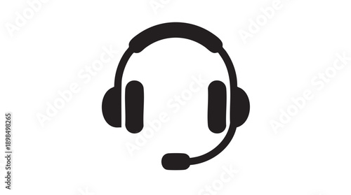 Black Headphone with Microphone Icon Vector