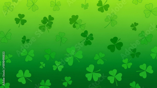 Gradient green background with numerous shamrocks in various shades and opacity st patrick's day theme