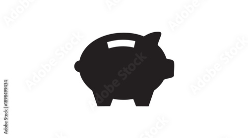 Black Piggy Bank Icon Vector
