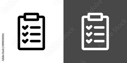 シンプルなクリップボードとチェックリストアイコン