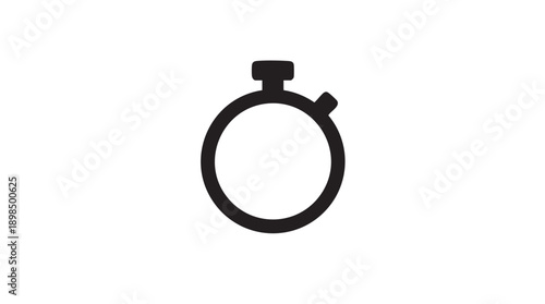Minimalist Black Stopwatch Icon on White Background