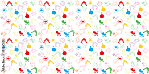 Seamless pattern in a naive, childish styl
