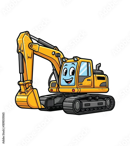 Minimalist excavator graphic showing a placeholder for a vector file icon