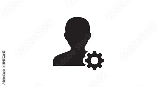 Black User Profile with Settings Gear Icon Vector