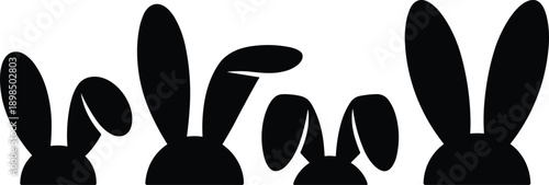 Bunny ears silhouette set showing cute rabbit ear shapes for easter design in black illustration collection