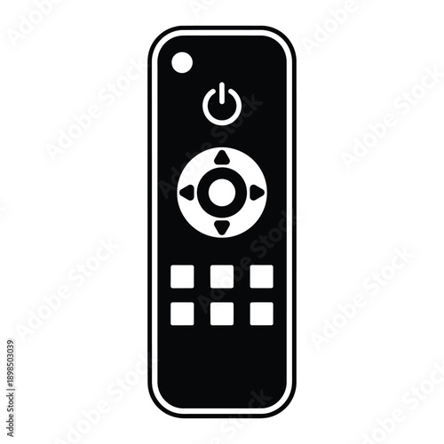 Black Universal TV Remote Control Icon Vector Illustration