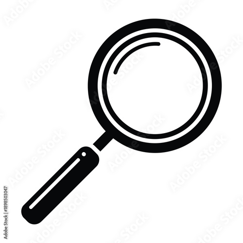 Black Magnifying Glass Search Icon Vector Illustration