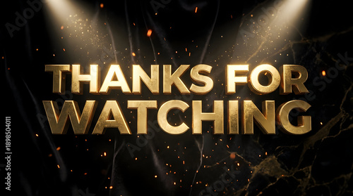 Cinematic Golden Thanks For Watching Text on Black Background with Sparks