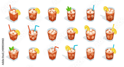 Cocktail Drinks with Garnishes and Straws.