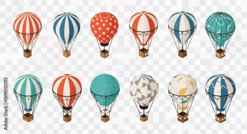 Collection of Colorful Hot Air Balloons.