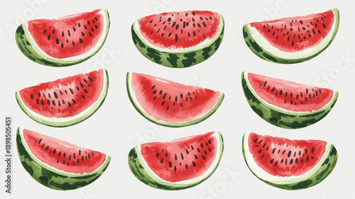 watermelon slices on white background