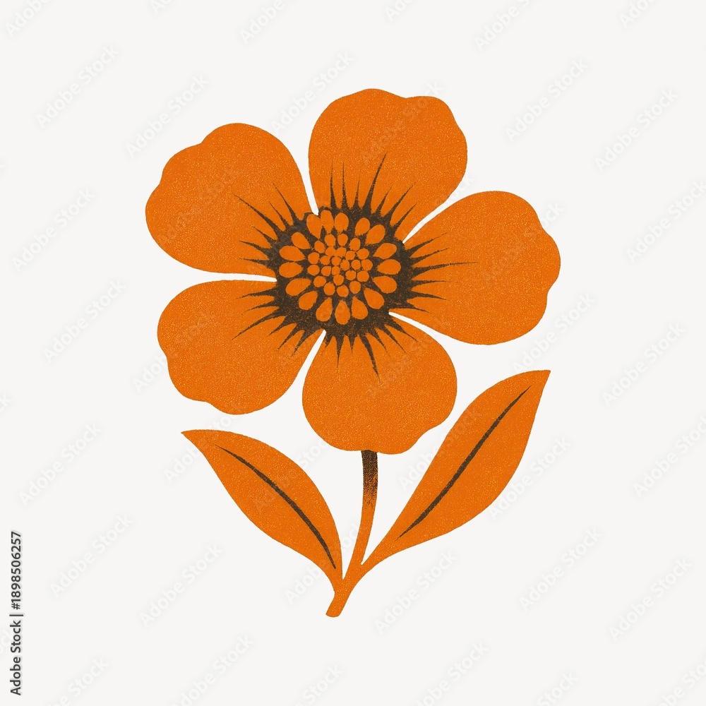 Fototapeta premium Vintage orange flower illustration