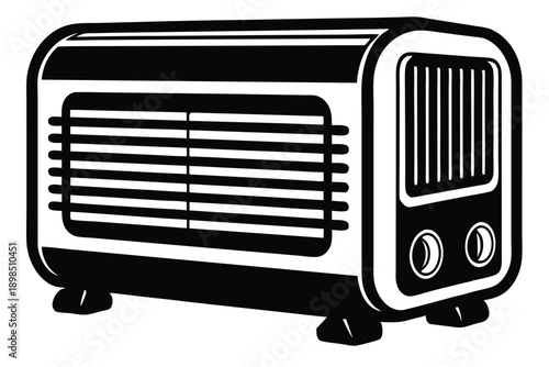 space heater line art silhouette vector illustration