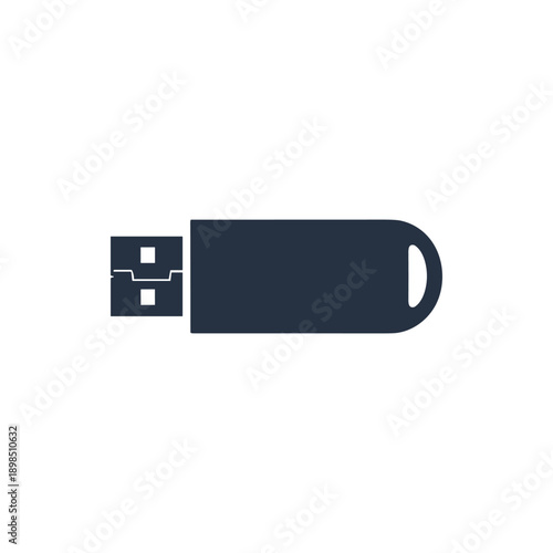 Dark Blue USB Flash Drive Isolated.