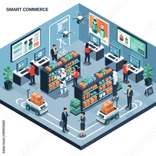 Smart Commerce Warehouse with Automated Logistics.