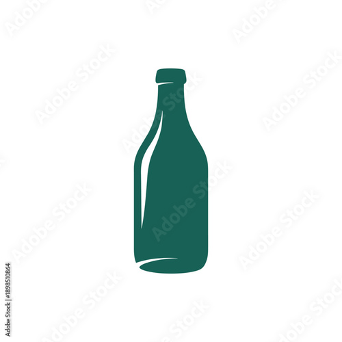 Green Glass Bottle with Narrow Neck.
