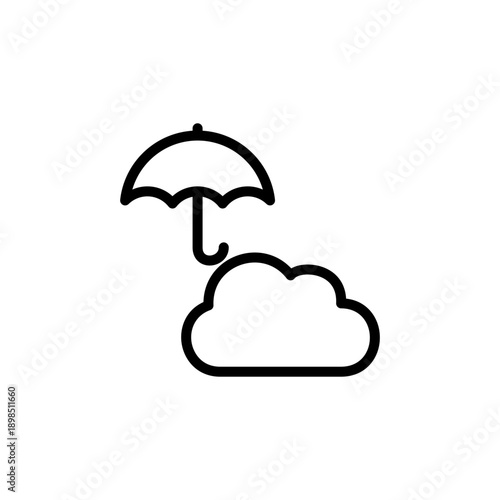 シンプルな線画の天気アイコン 雨のち曇り