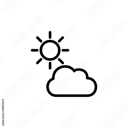 シンプルな線画の天気アイコン 晴れのち曇り